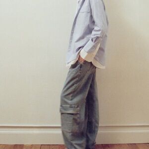 Mango women loose Blue Cargo jeans